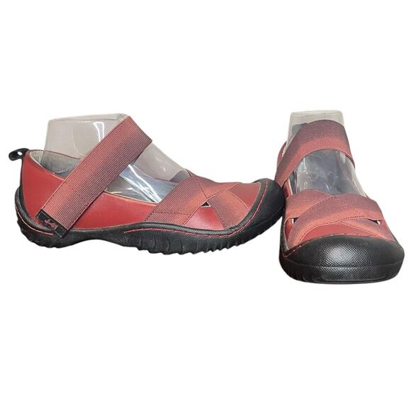 J-41 ADVENTURE Peak‎ Burgundy Leather Slip On Trail Flat Women’s Size 8 - Picture 3 of 7